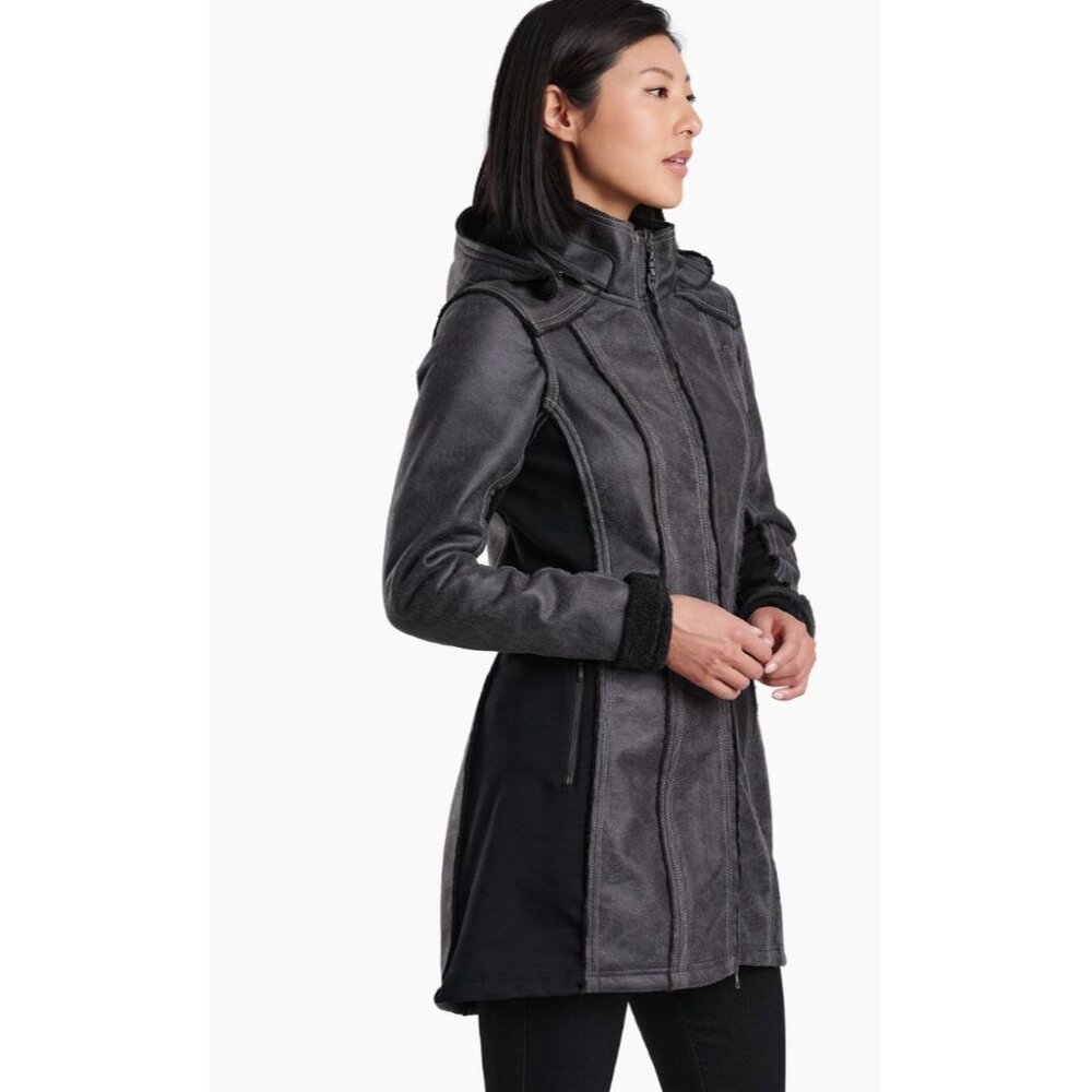 NWT KUHL Women's XS Dani Sherpa Trench Jacket MSRP$349 Black New - Picture 5 of 17